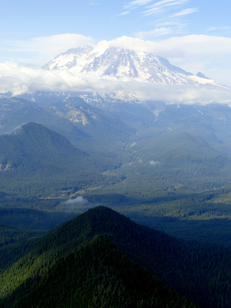 looking up the Nisqually Valley to Mount Rainier